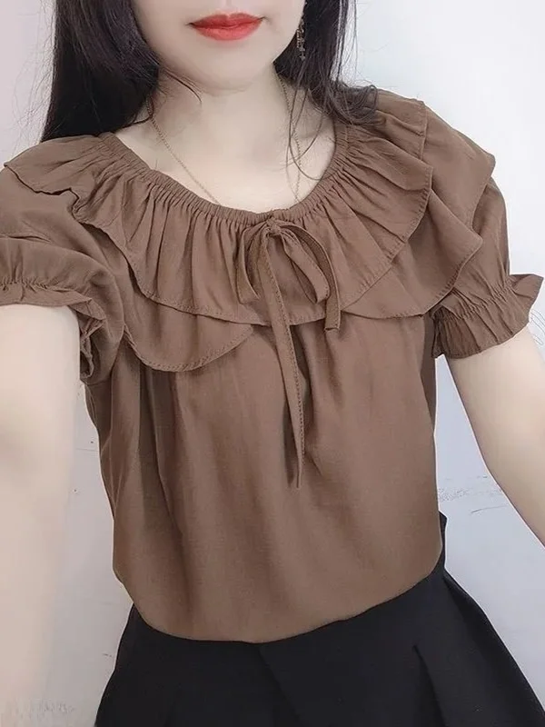 

Faionable Summer New Loose Sle Женский шифоновый утюг с кружевом Sves ort Sve Age Reducing Модный для похудения