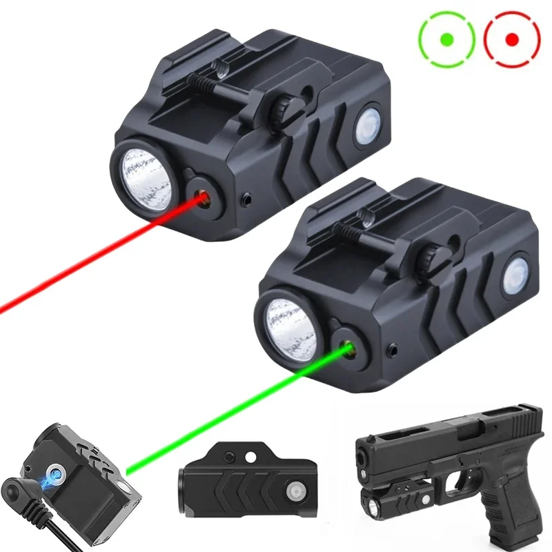 800 Lumens Tactical Gun Light Combo Red/Green Sight Outdoor Hunting LED Flashlight Fit 30mm Rail Gun Light