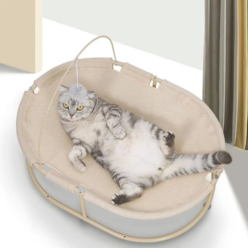 Round Cat Bed Pet Breathable Cat Nest Hammock Handmade Cat Chair with Toys Hammock Bed for Cats