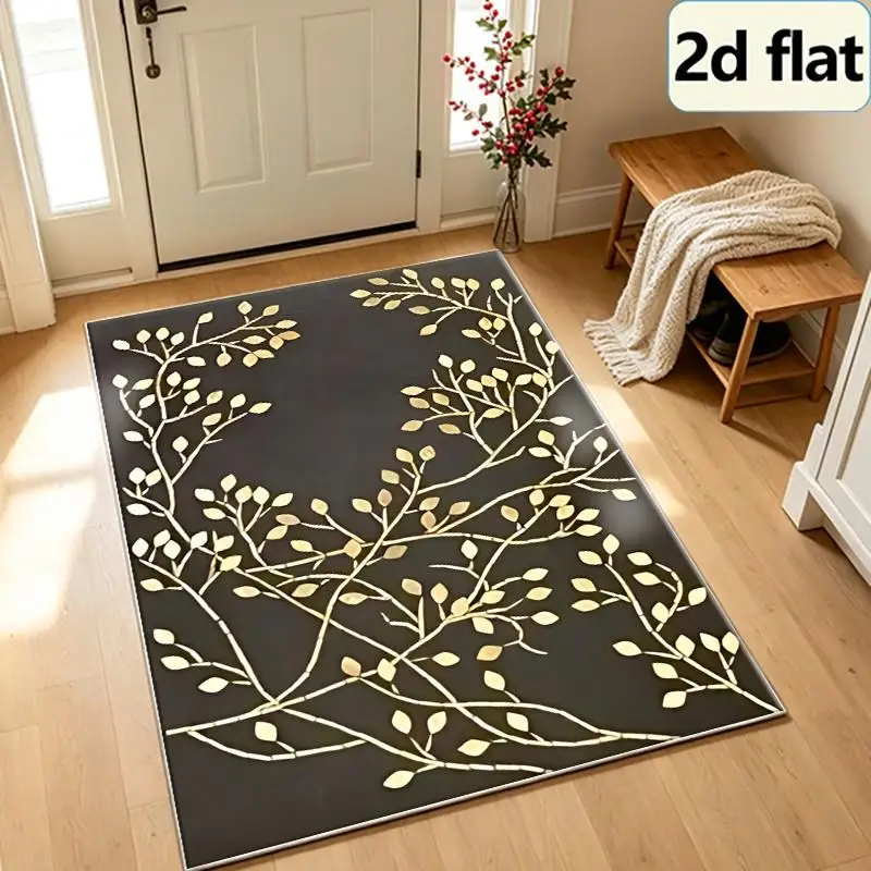1 Piece of Metal Gold Branch Pattern Carpet, Soft and Comfortable, Suitable for All Seasons, Lightweight and Easy to Care For, Ideal for Home Decor, Room Decoration, Suitable for Winter, Autumn, and Perfect for Living Room, Bedroom, Dining Room, Entryway.