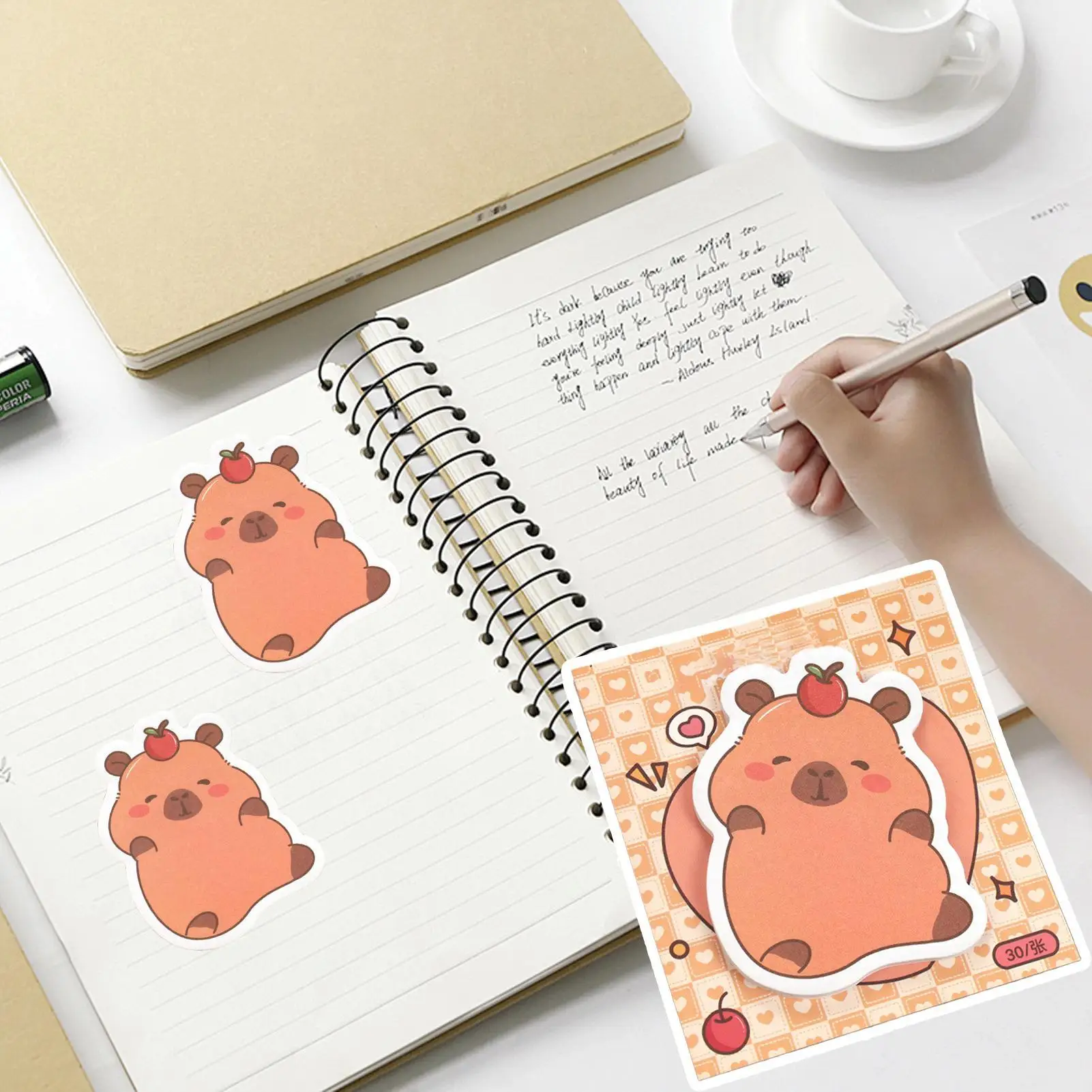 Липкие заметки с капибарой, клейкие наклейки для планировщика с капибарой, 30 листов, эстетические липкие заметки для стола, настенный рюкзак, работа для детей и взрослых