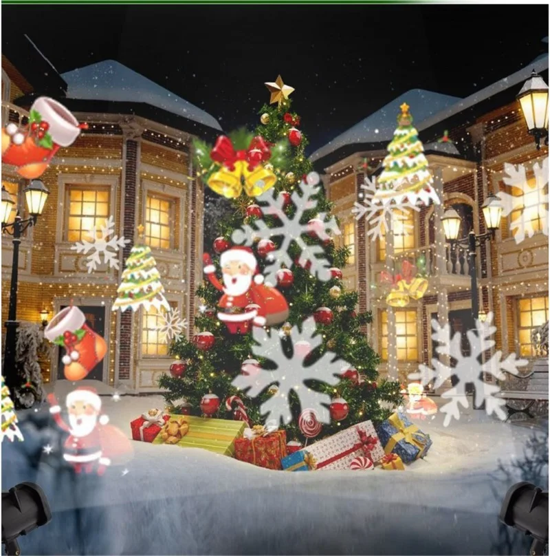 Christmas Snowflake Projector Light Large Decoration Christmas Party Laser Led Stage Light Rotating Xmas Lighting Garden Decor