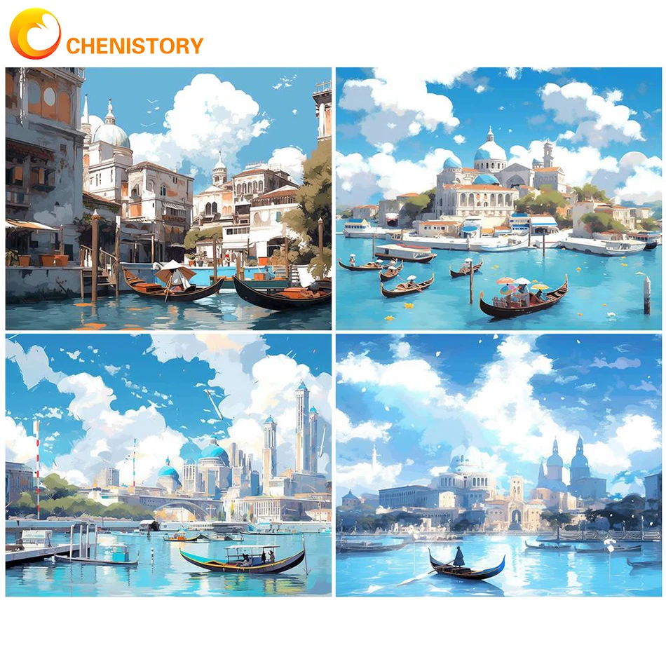 

CHENISTORY Paint For Adults With By Numbers City Landscape On Canvas Coloring For Drawing Painting By Number DIY Kits Home Decor