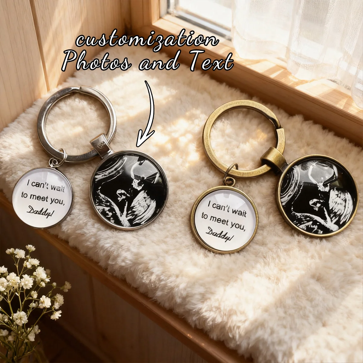 Custom Photo Keychains, Personalized Family & Pet Picture Charms, Fashionable Bag Decor Memorial Key Rings