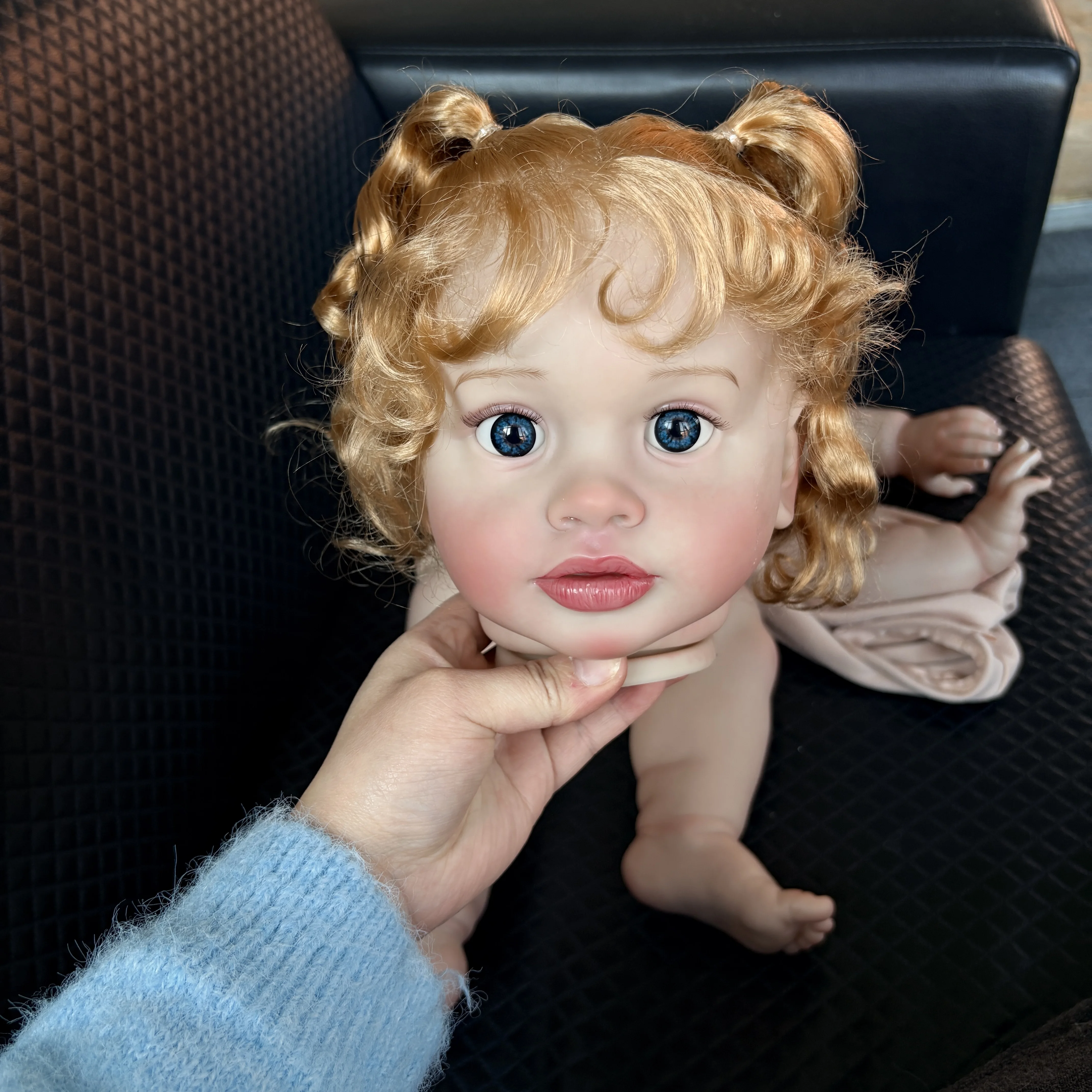 26Inch Unfinished Doll Parts Huge Size Lifelike Baby Toddler Reborn Pippa Blond Hair Doll with Cloth body and Eyes DIY Kits