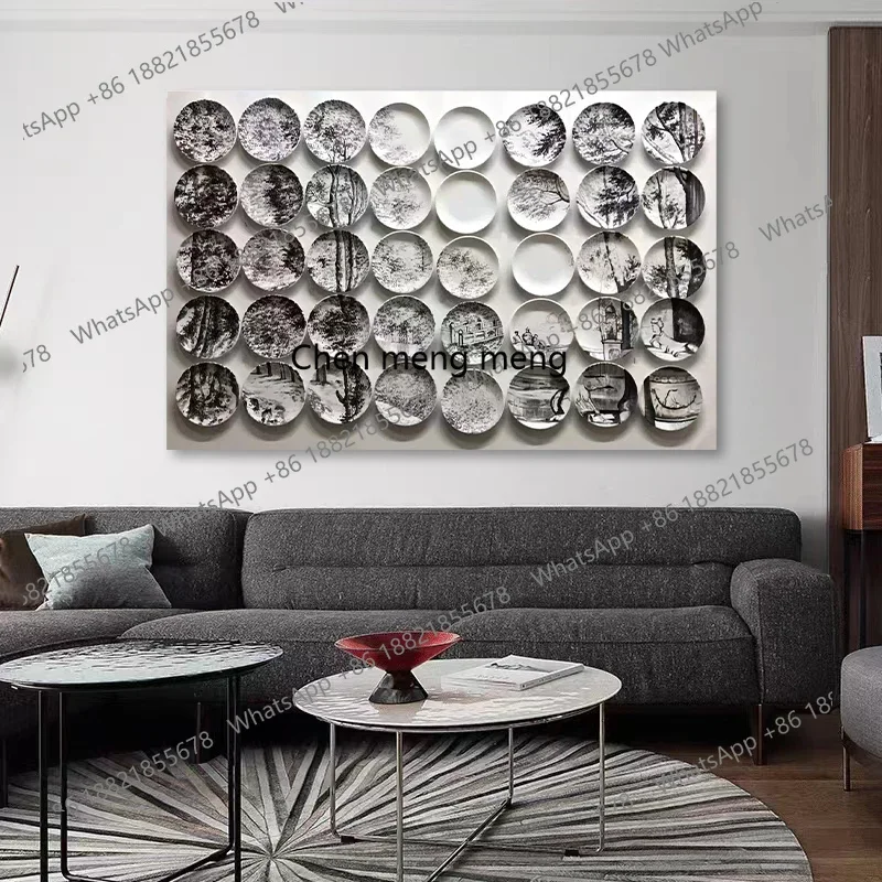 A74wind living room background wall decorative painting acrylic physical painting bedroom advanced feeling hanging painting