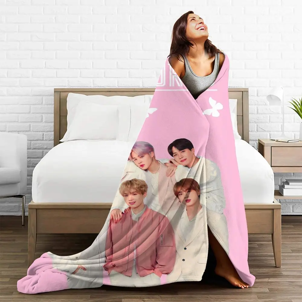 NEW Kpop-Bts Blankets and Throws Super Soft Thermal Indoor Outdoor Blanket for Living Room Bedroom Travel