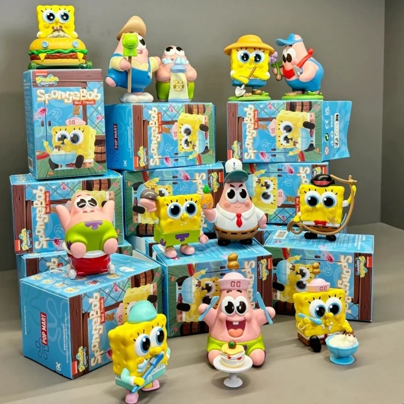 POPMART Spongebob Best Friends Series Blind Box Original Anime Action Figure Ornaments Figurines Mystery Box Cute Surprise Gift view 3