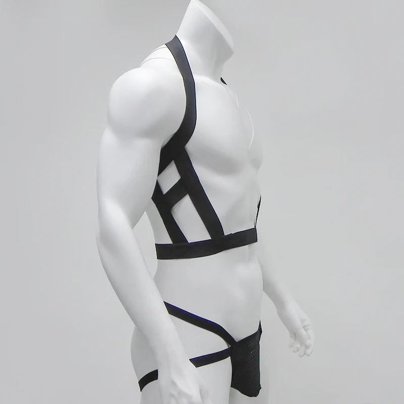 CLEVER-MENMODE Sexy Harness Men Backless Jockstrap Thong Set Elastic Hollow Out Fetish Costumes BDSM Bondage Body Belt Nightwear