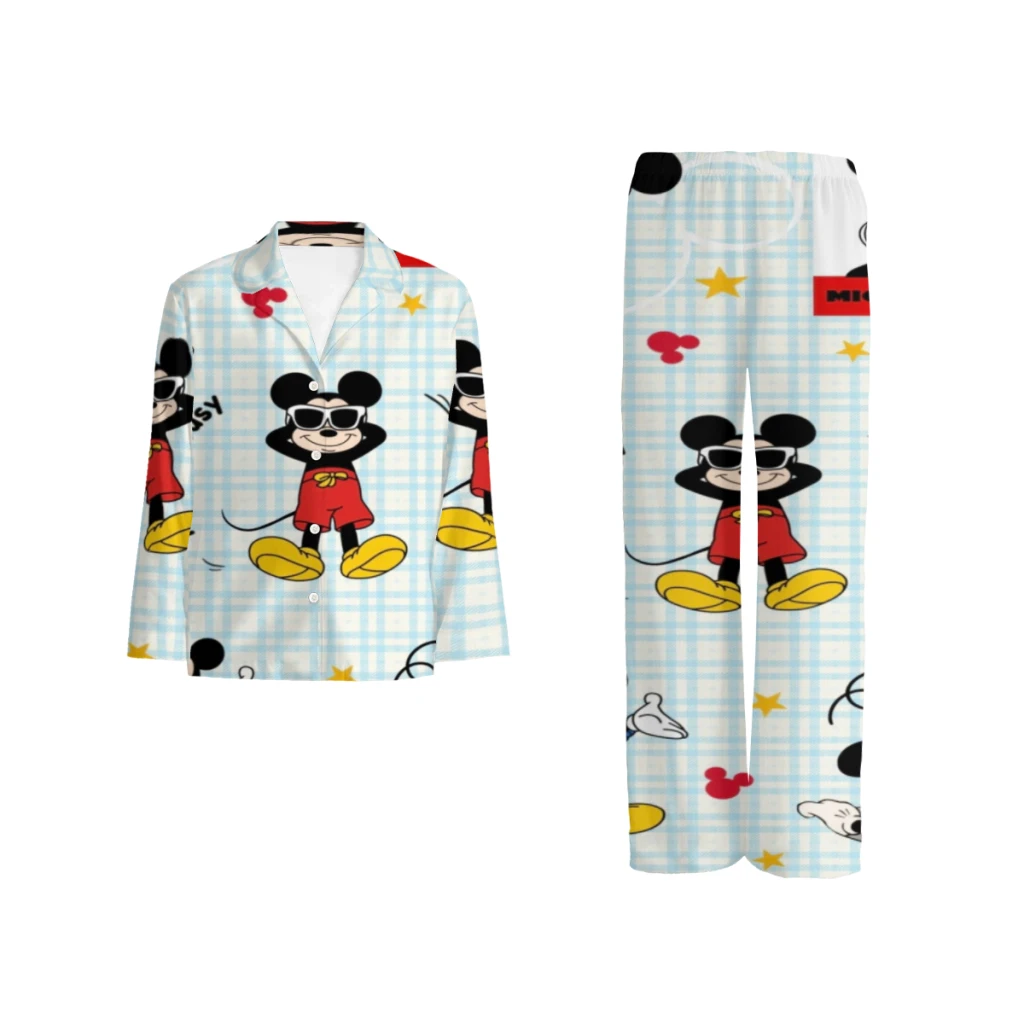 

Disney Mickey Mouse Cotton pajamas set for men and women, long-sleeved strawberry doll print casual pajamasDisney Mickey Mouse