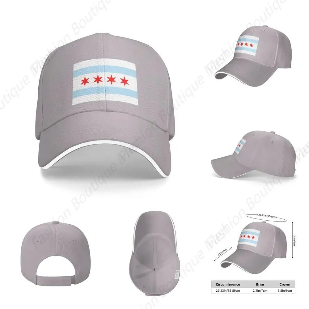 

New High Chicago Flag Printing Hat Baseball Peaked Cap Unisex Sandwich Caps Cowboy Hat Men Women Outdoor Sport Sun Visor 