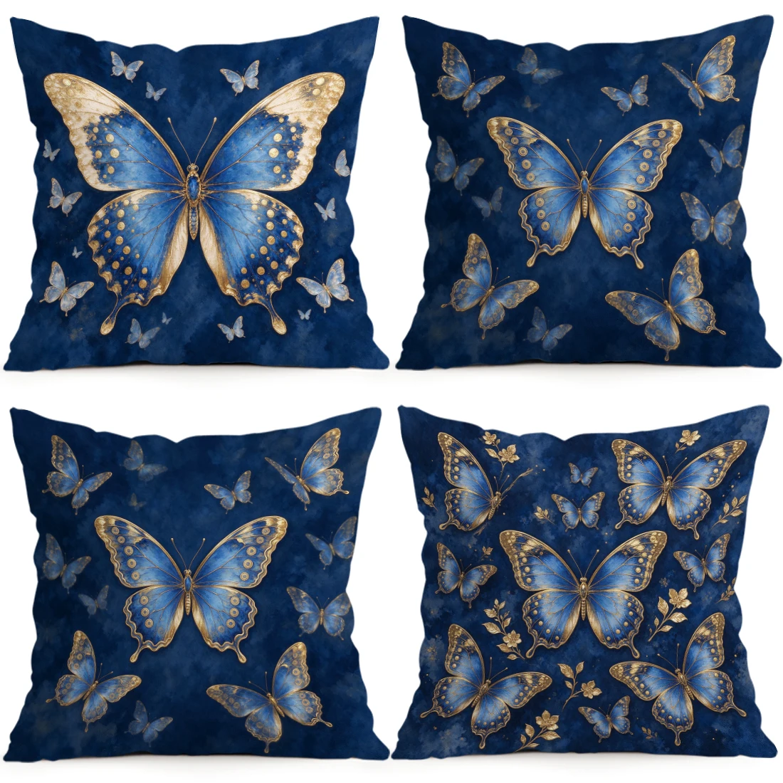 Tibetan Blue Gilded Butterfly Cushions Pillowcase Polyester Cushion Cover Throw Pillow Pillowcover Home Car Sofa Decor