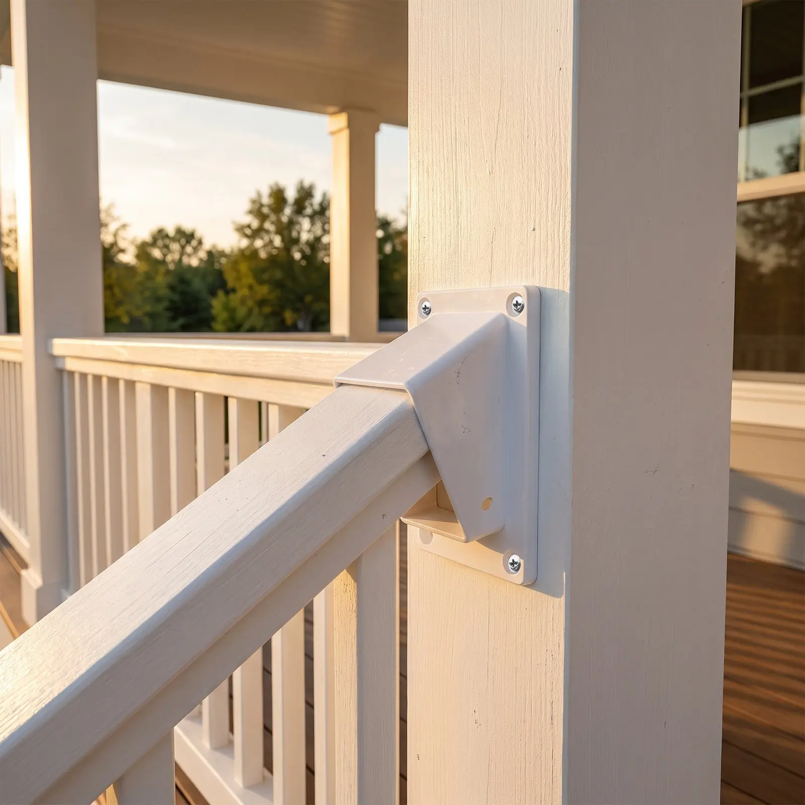 2Pcs Stair Rail Handrail Vinyl Bracket White Vinyl Staircase Fence Connector Weatherproof Deck Railing Support
