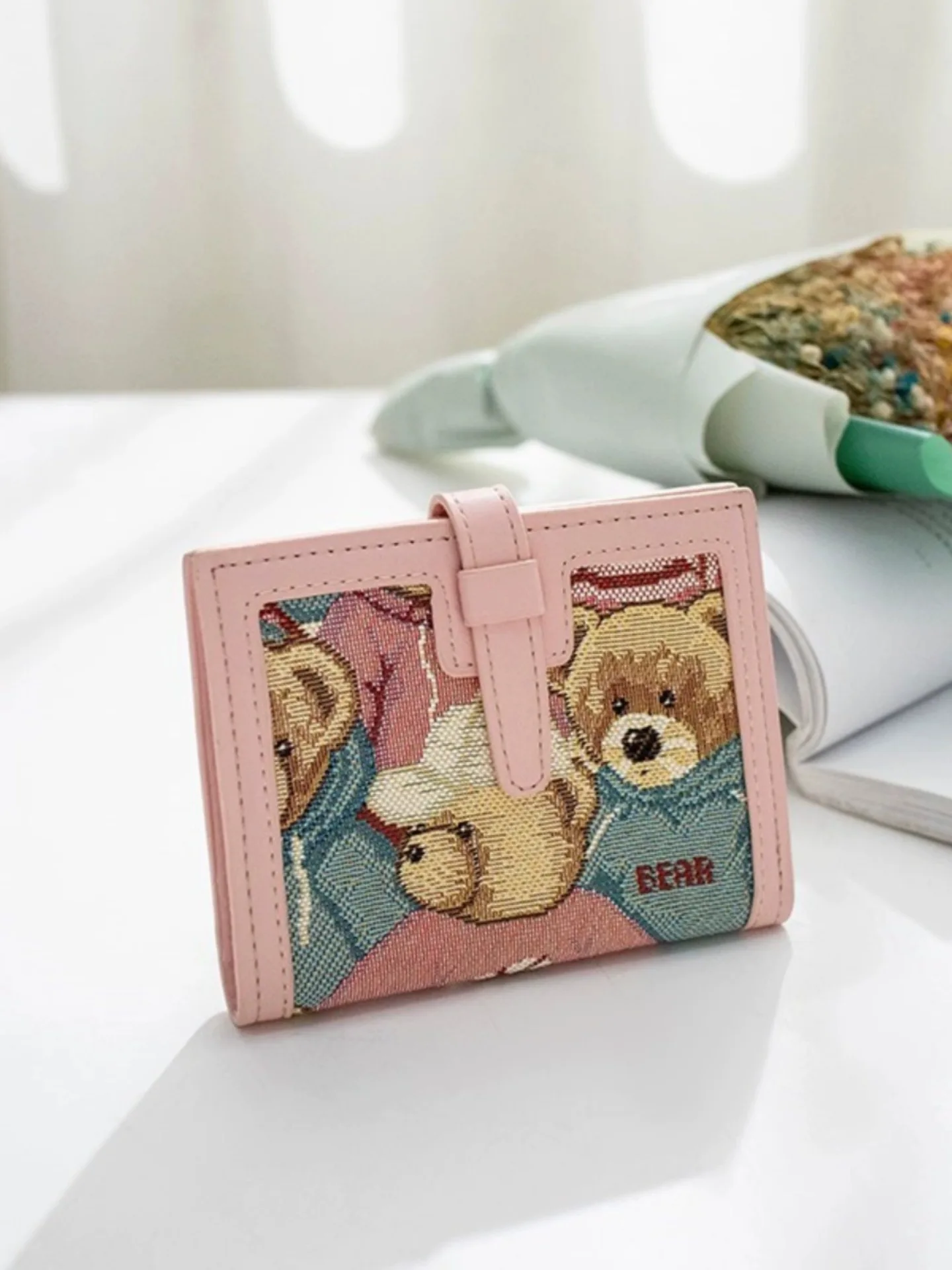 nouveau-portefeuille-court-grande-capacite-pour-femme-motif-ours-color-block-multi-emplacements-pour-cartes-porte-monnaie-tendance-et-polyvalent