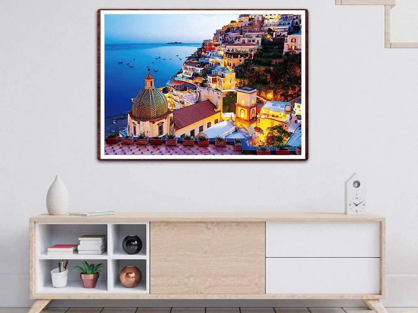 Blue Seaside City 300/500/1000 Pcs Jigsaw Puzzle Wooden Puzzle for Gameroom Bedroom Livingroom Decor Christmas Holiday Gift
