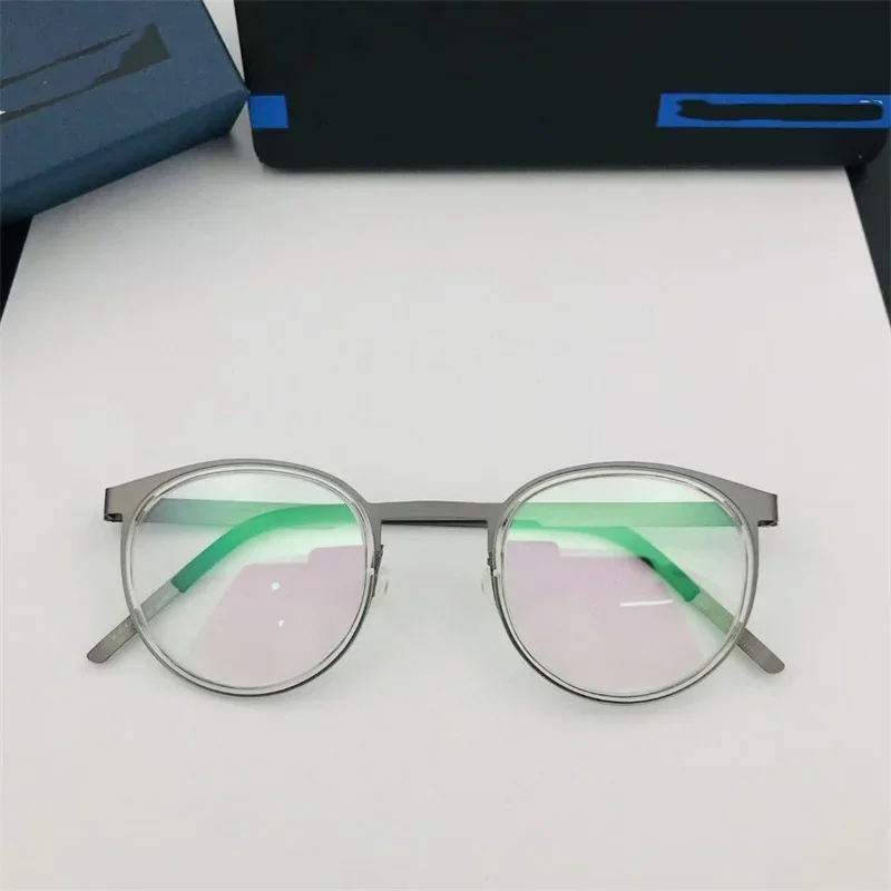 

Denmark Brand Glasses Frame Men Women Gafas Ultra-light Round Myopia Screwless Prescription Eyeglasses Optical Eyewear 9704