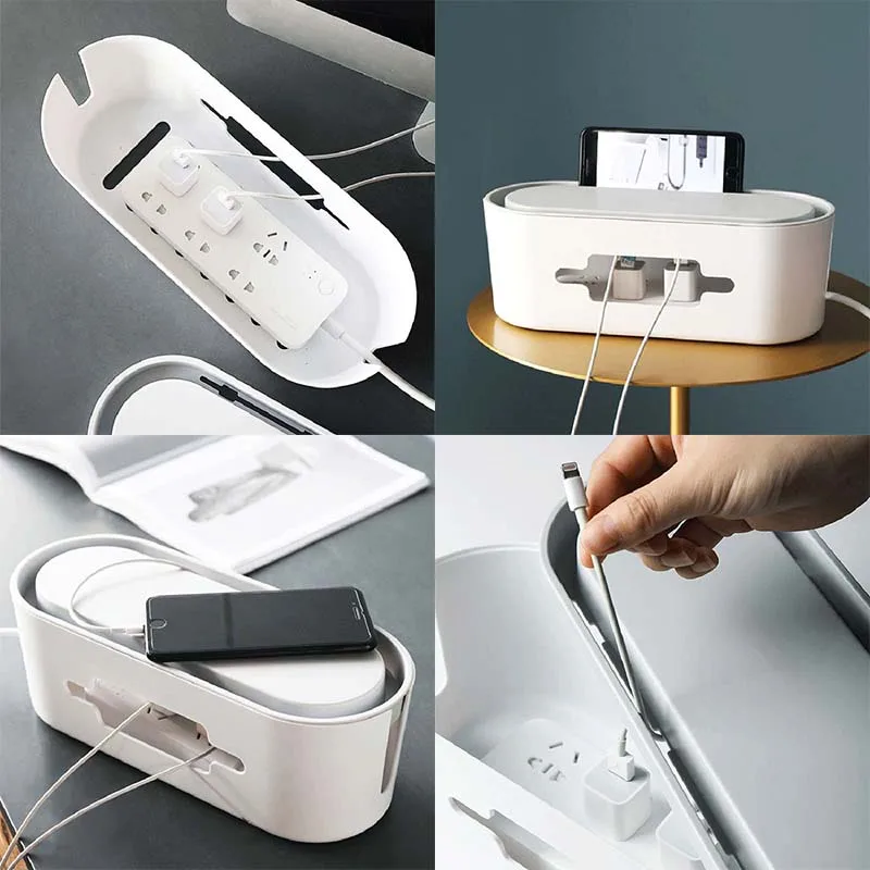 Electronics Cable Storage Box Plug Wire Organizer Anti-Dust for Charger Management