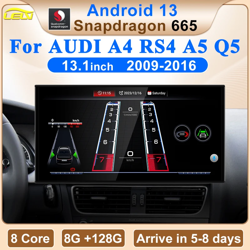 2024 New Qualcomm Snapdragon665 Android13 Wireless AUTO Carplay For AUDI A4 A5 B8 Q5 Car Video Players GPS Navigation Multimedia