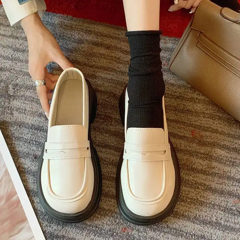 

Japanese Style Loafers for Women leather shoes 2025 Autumn New Black Thick Soled British Slip On JK Uniform Single Shoes