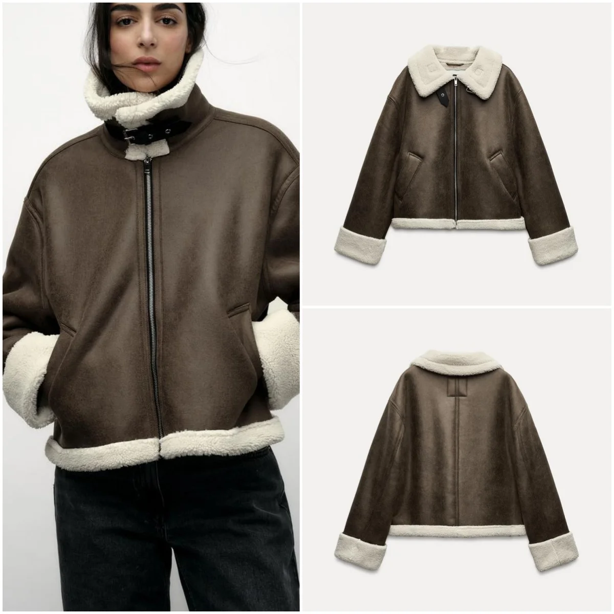 

Воротник в стиле ретро Long Sve Fur Leather ort Jaet, женский осенне-зимний новый поступление, воротник из интегрированного материала на молнии, Cl...