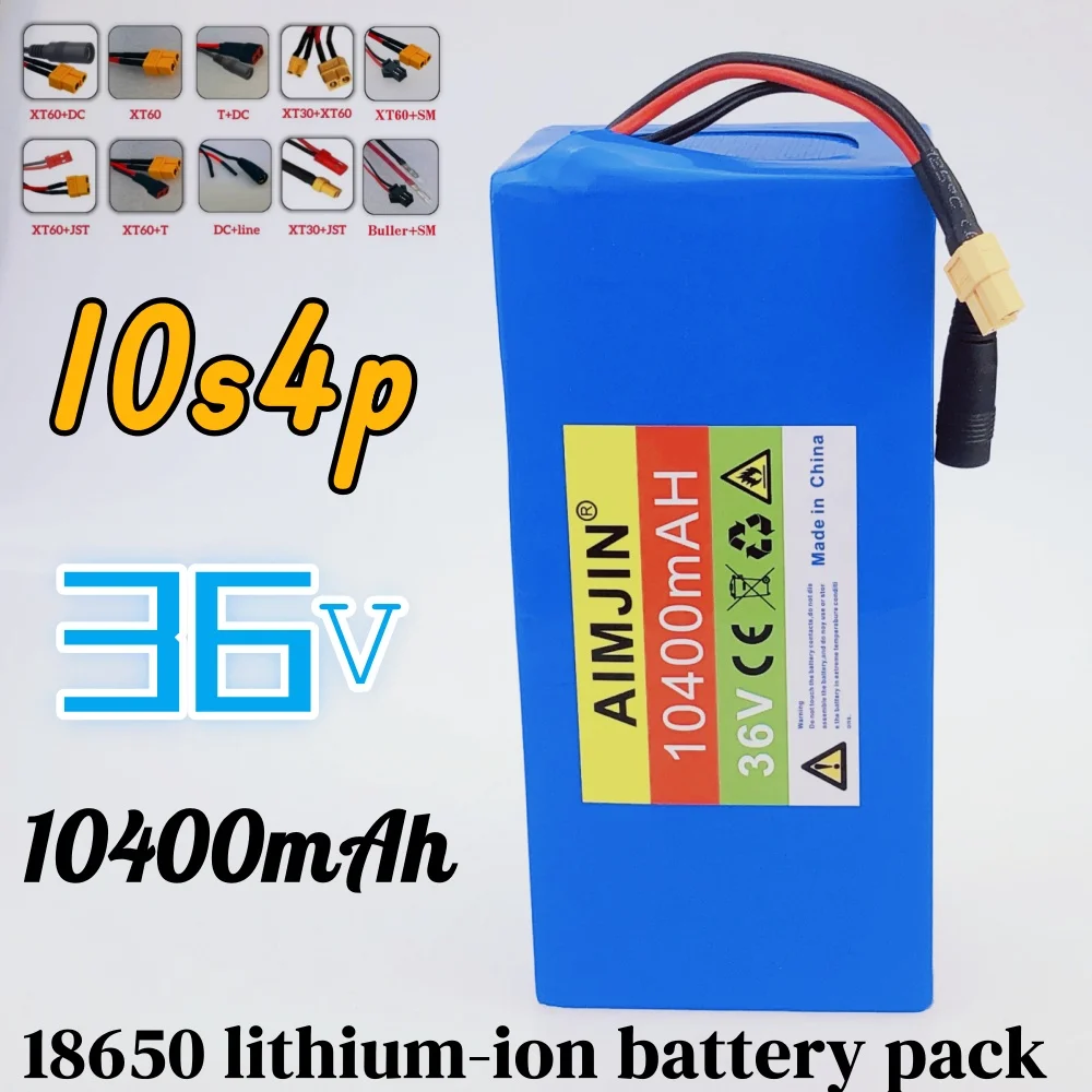 

New 18650 Lithium-ion Battery Pack 10S4P 36V 10.4Ah 600W 30A Suitable for Bicycles Cars, and Electric Scooters,with Built-in BMS