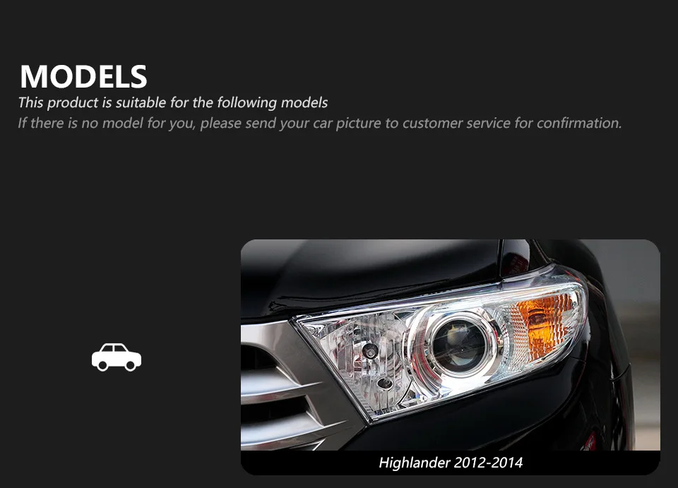 Car Head Lamp Assembly for Highlander Kluger 2012-2014 LED Auto Headlight Upgrade Projector Three Lens Dynamic Light Accessories