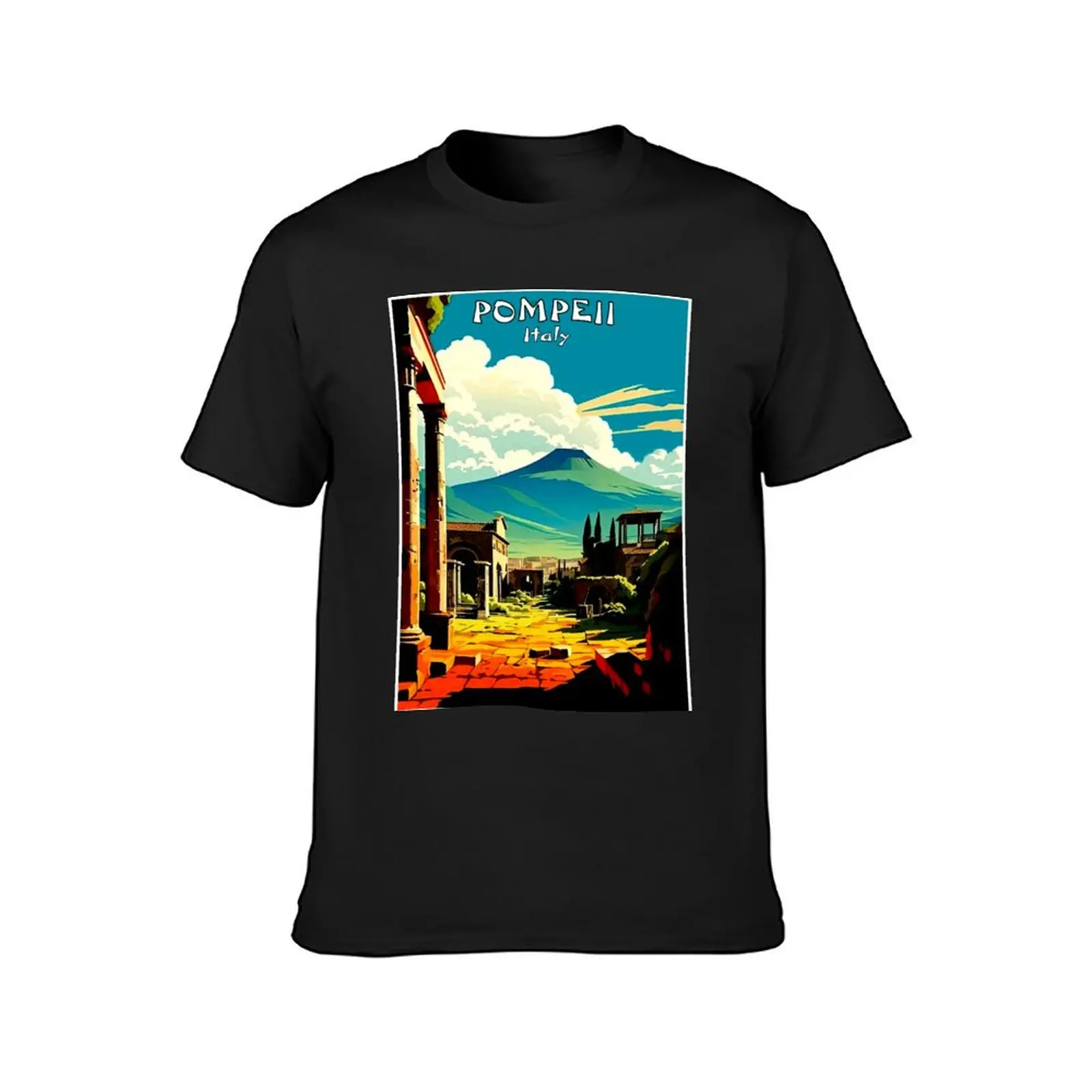 Pompeii Italy :Travel and Tourism Advertising Print T-Shirt Short sleeve tee plain slim fit t shirts for men