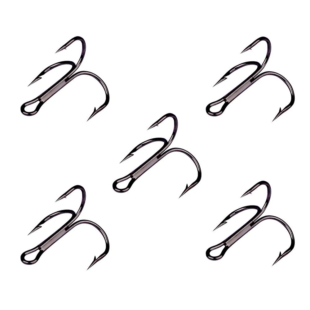 PROBEROS 100 Stück 14 # -3/0 # Drillinge aus Kohlenstoffstahl, superscharfe, dreifache Widerhaken, rostfrei, Salzwasser-Angelhaken im Großhandel – Detail 5