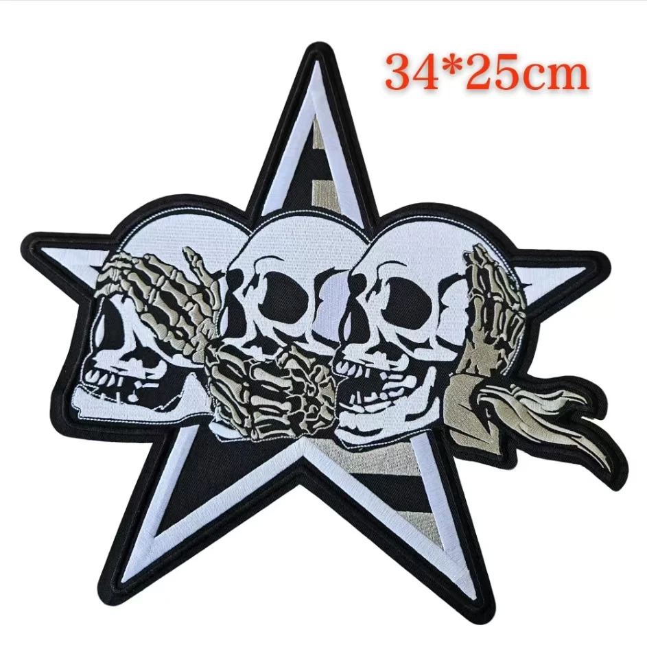 Pas merklogo aan Harley Motor Retro Skull Iron-On Patch DIY naai opstrijkbare badges groot formaat kleding terug patches