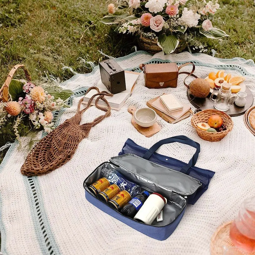 Heat Preservation Picnic Beach Bag Transparent Mesh Double-layer Storage Double-layer Swim Storage Lightweight Foldable