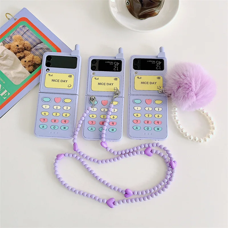 

Purple Retro Mobile Phone Case for Samsung Galaxy Z Flip 6 5 4 3 Protective Back Cover for ZFlip4 ZFlip5 ZFlip6 Case Shell