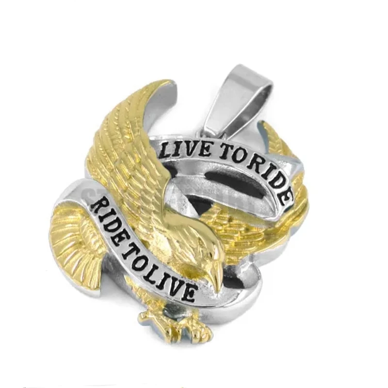 Classic Live To Ride Eagle Pendant Stainless Steel Jewelry Punk Biker Pendant For Men SWP0186