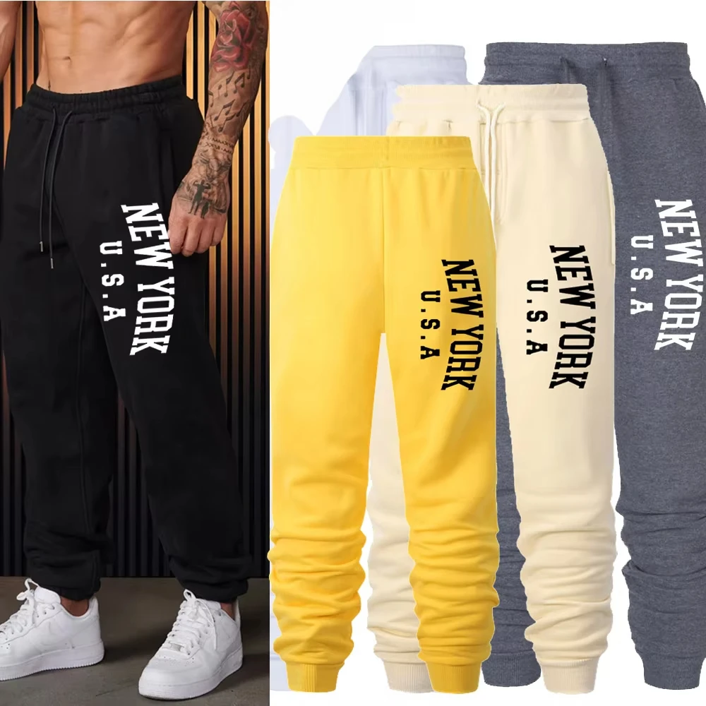 New York U.S.A City Luxury MenWoman Printed Slow Running Sports Leisure Training Pants Sportswear Men's Sports Street mens pants