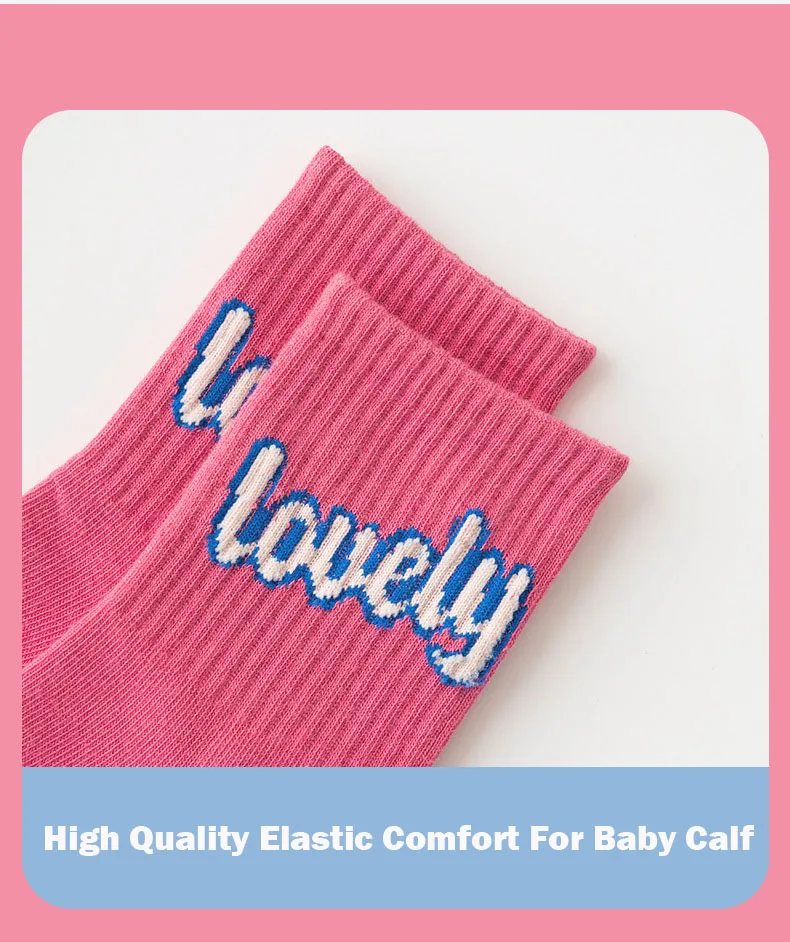 Baumwollsocken, 5 Paar, Kindersocken, Mädchen, Jungen, trendiges Muster, Sport-Crew-Socken, Frühling, Herbst – Detail 8