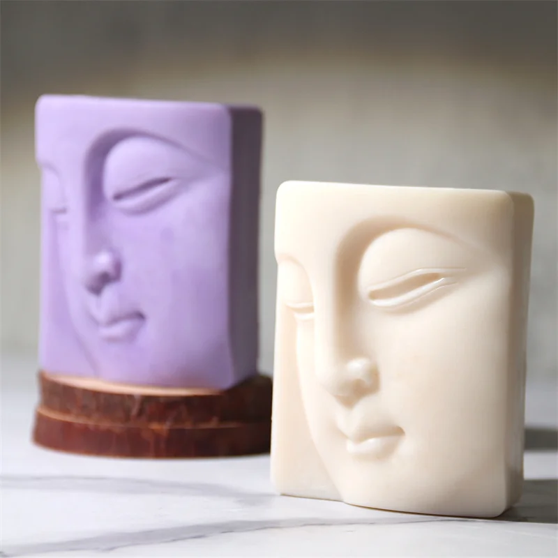 Buddha\'s Face Silicone Soap Mold Handmade Candle Soap Making Supplies DIY Plaster Resin Candle Material Kit Cake Baking Tools