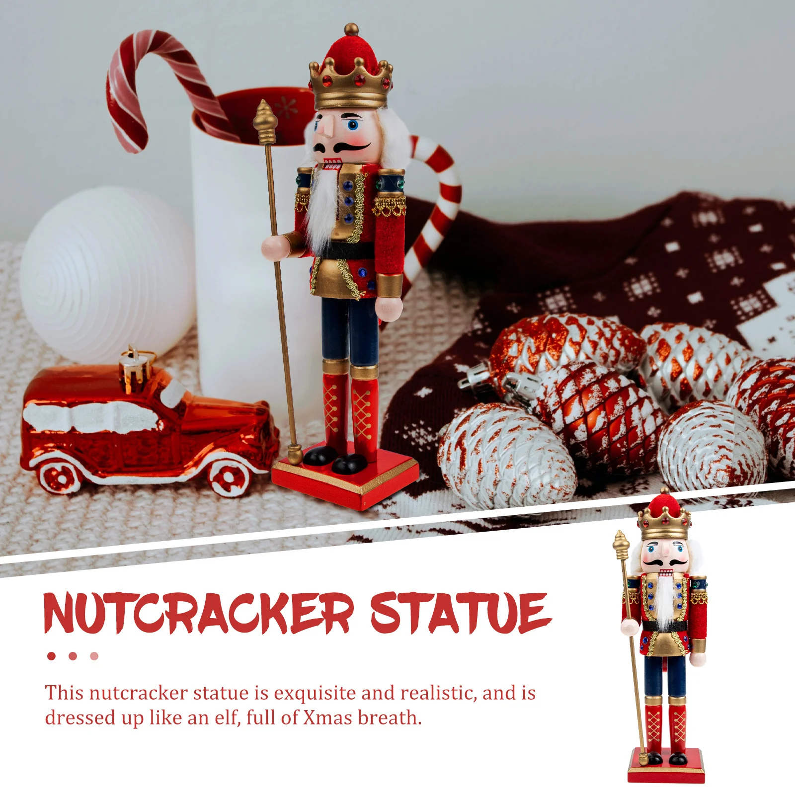 

Wooden Nutcracker Decoration Christmas Soldier Craft for Home Living Room Bedroom Desktop Ornament Xmas Party Favor