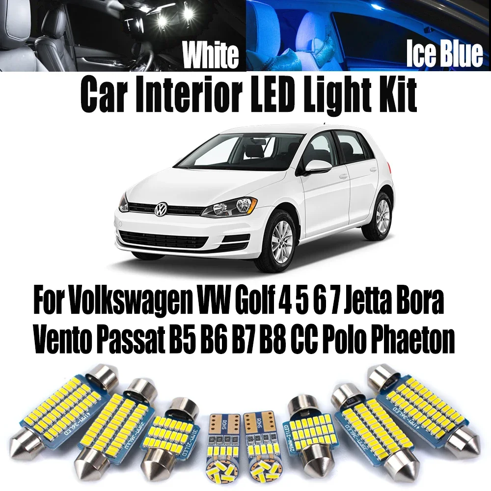 

Светодиодный комплект внутреннего освещения для чтения для Volkswagen VW Golf 4 5 6 7 Jetta Bora Vento Passat B5 B6 B7 B8 CC Polo Phaeton Автомобильные лампы