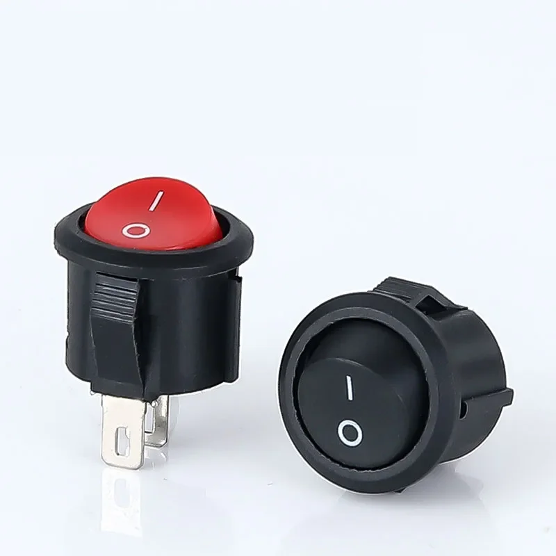 5Pcs 20mm KCD1-105Diameter Round Rocker Switches Black Mini Round Black White Red 2 Pin ON-OFF Rocker Switch