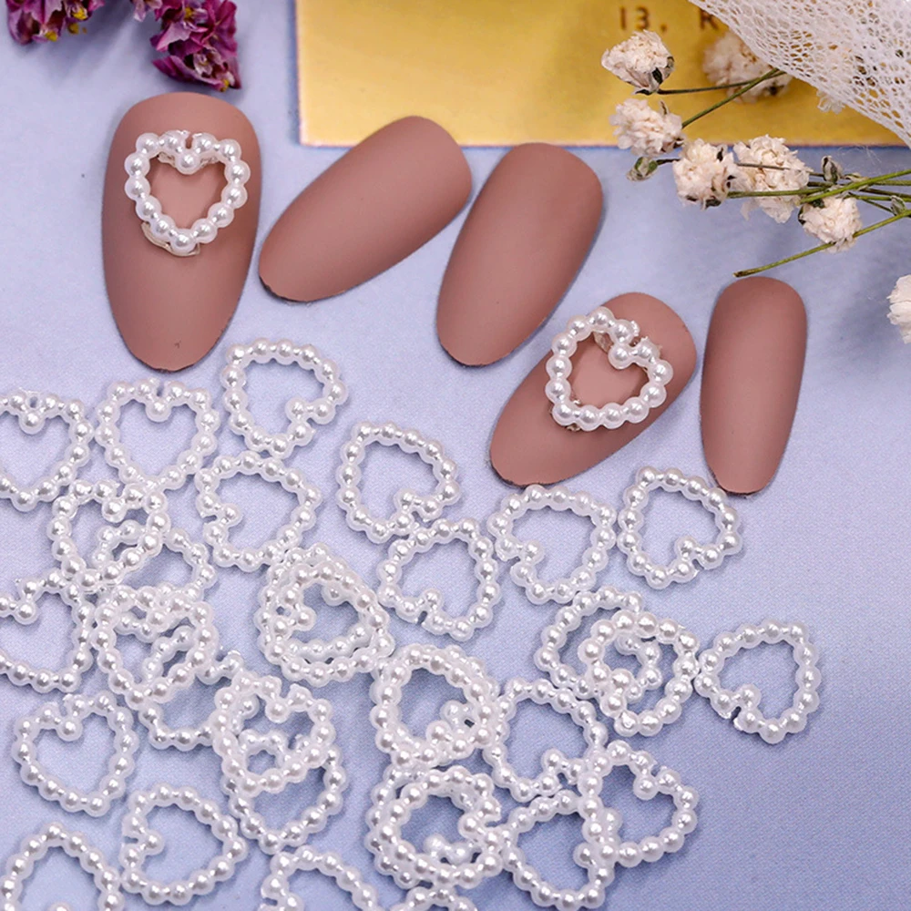 

20pcs Vintage Heart-shaped Design Charm Manicure Accessories 3D Nail Jewelry Pearl Nail Art Decoration DIY Nail Art