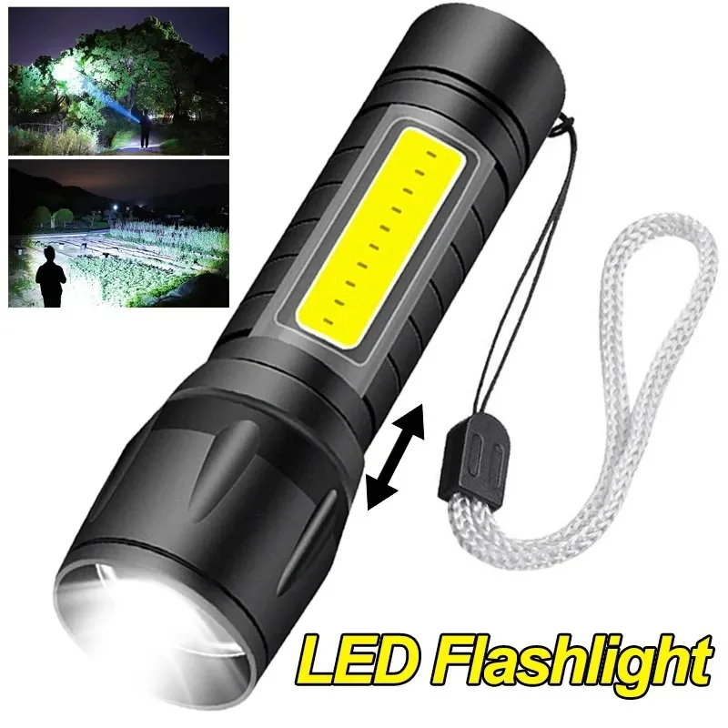 Portátil mini lanterna led 3 modos usb recarregável zoom tocha luz forte acampamento ao ar livre cob lâmpada lanternas à prova dwaterproof água