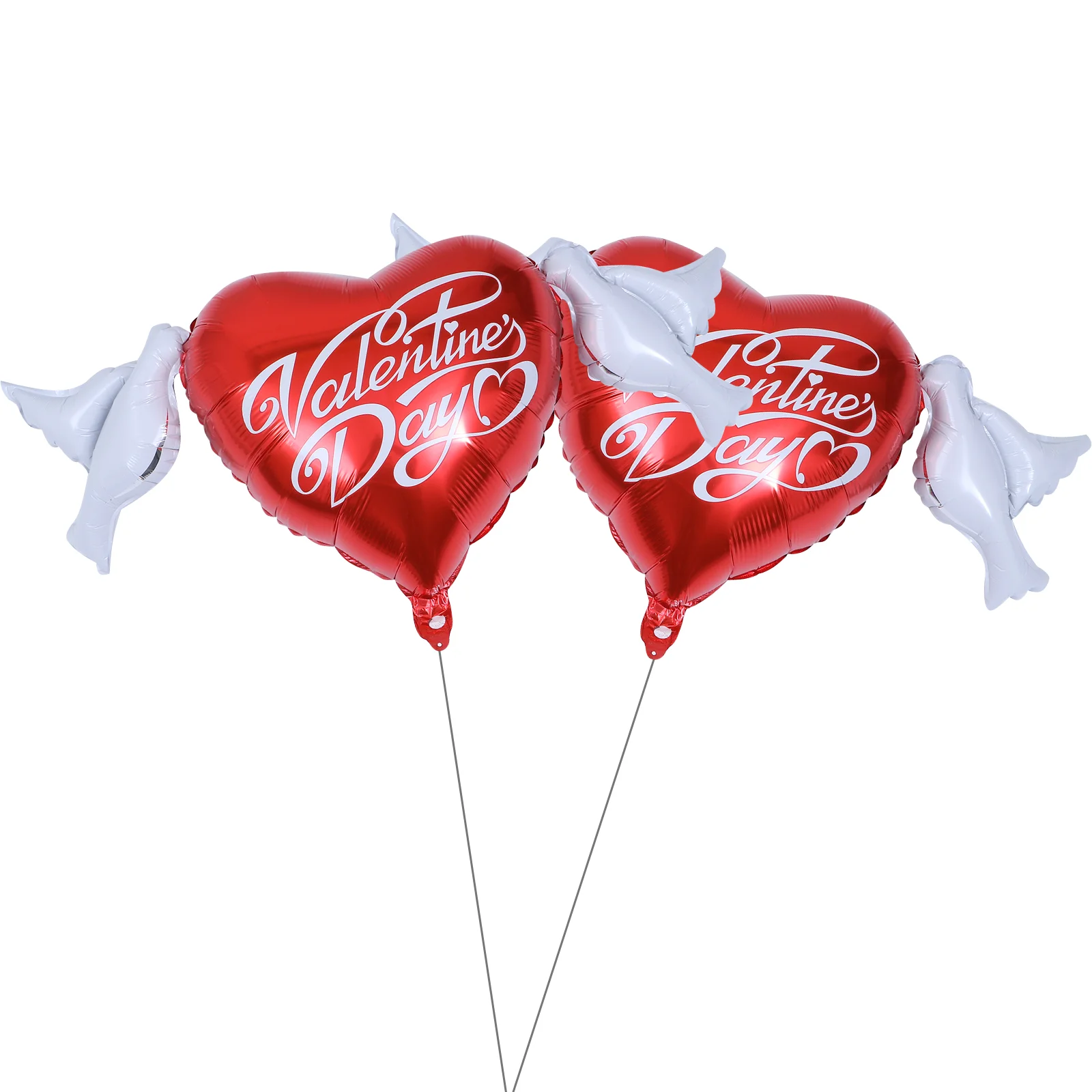 2 Pcs Love Dove Balloon Heart Shape Balloons Wedding Decor Valentines Heart-shaped Aluminum Mold