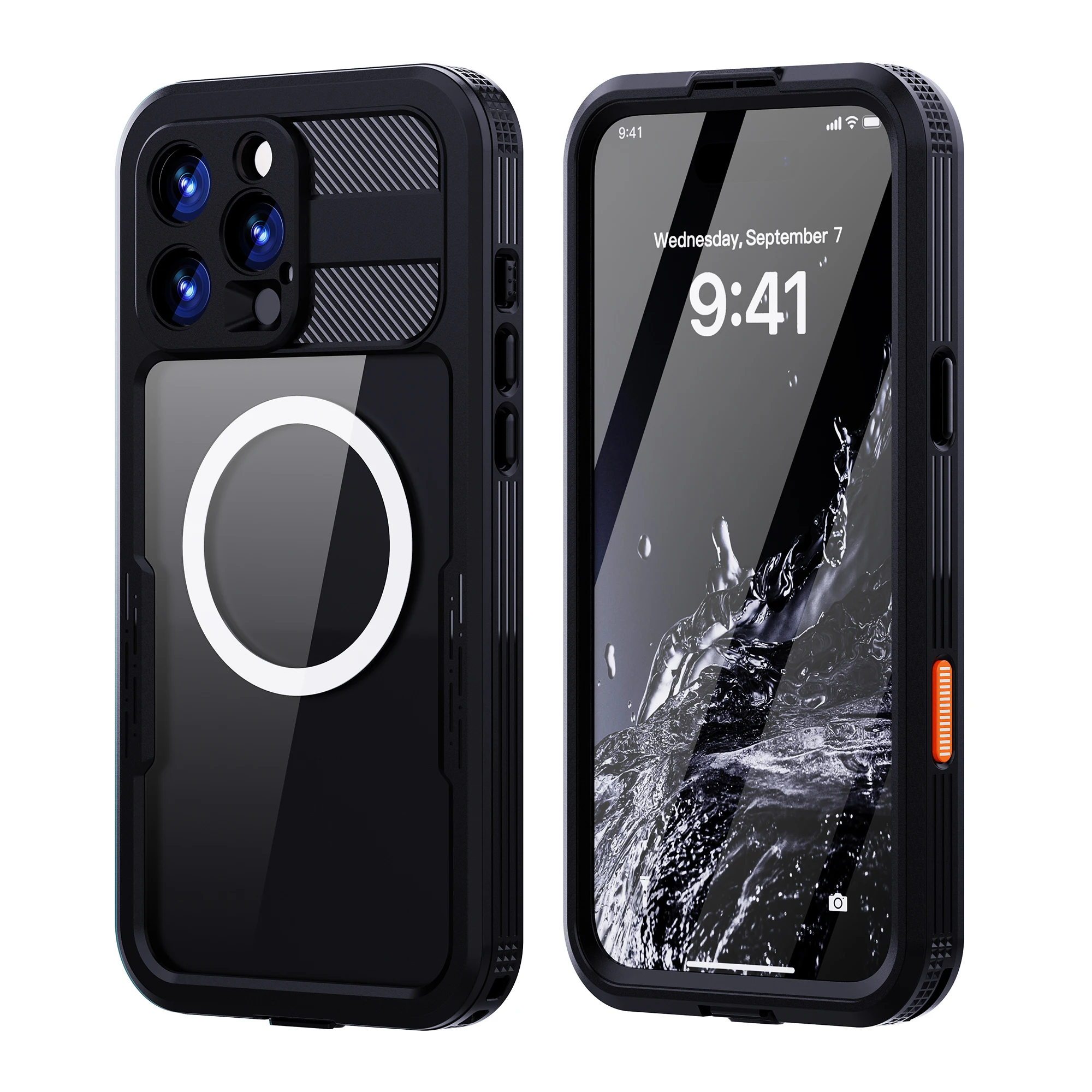 

For iPhone 16 pro Max 360 Degree Full Cover Waterproof IP68 Grade 1.5M Swimming Diving Screen Protector Case - Latest Model