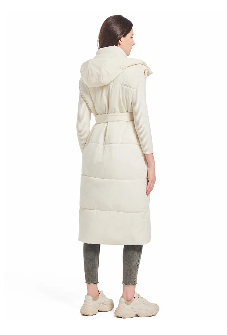 Casual Lange Baumwolle Mantel Frauen Ärmellose Stehkragen Parkas Warme Jacken 2025, Herbst Winter Mäntel Gepolsterte Streetwear Mäntel