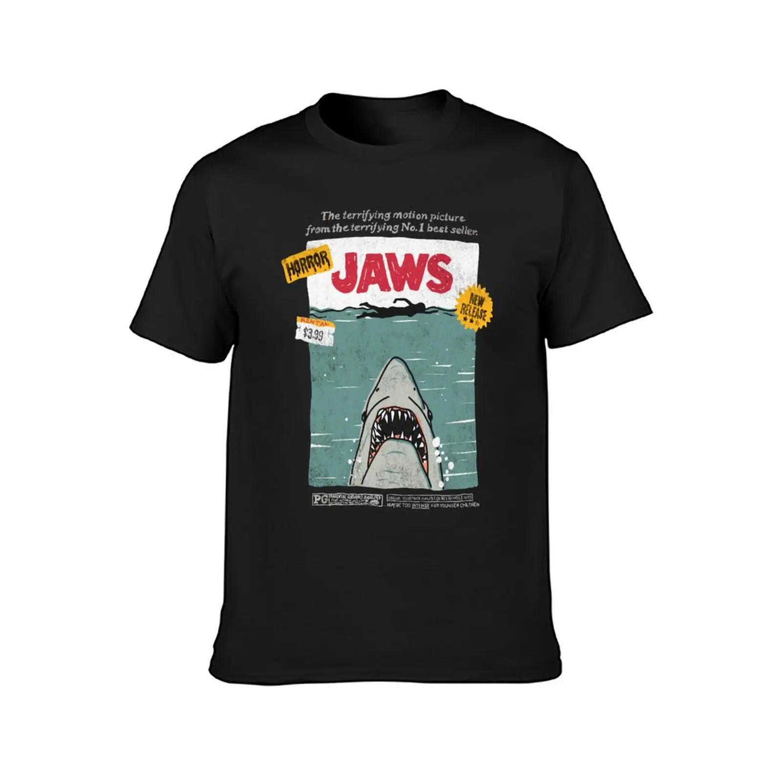 Jaws Terrifying Motion Picture Poster T-Shirt anime clothes oversized blacks men graphic t shirts