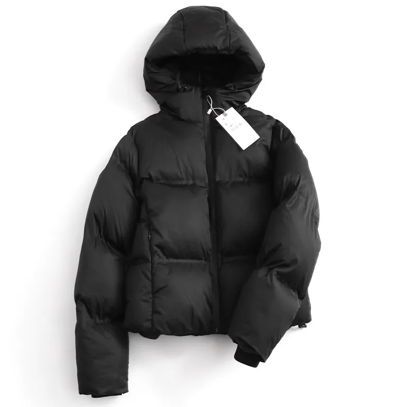 

American Sle ort Thiened Warm Bread Coat Cotton Jaet Hooded Long Sve Women's Winter Clothes Casual Streetwear