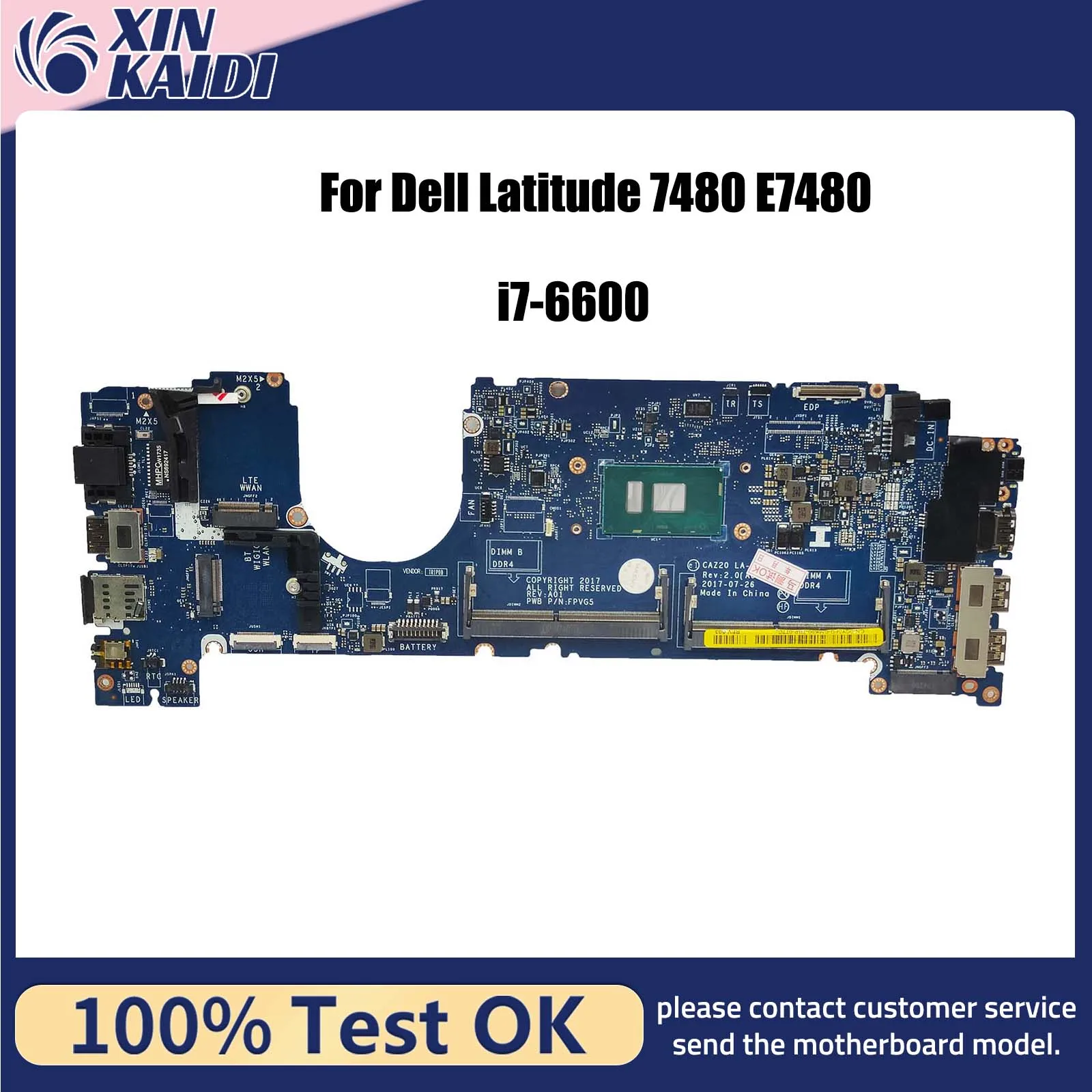 

LA-E131P Laptop Motherboard For Dell Latitude 7480 E7480 Notebook Mainboard 04GTKN 0N480V 0CXWHP 08FCRX i5 i7 Full Tested