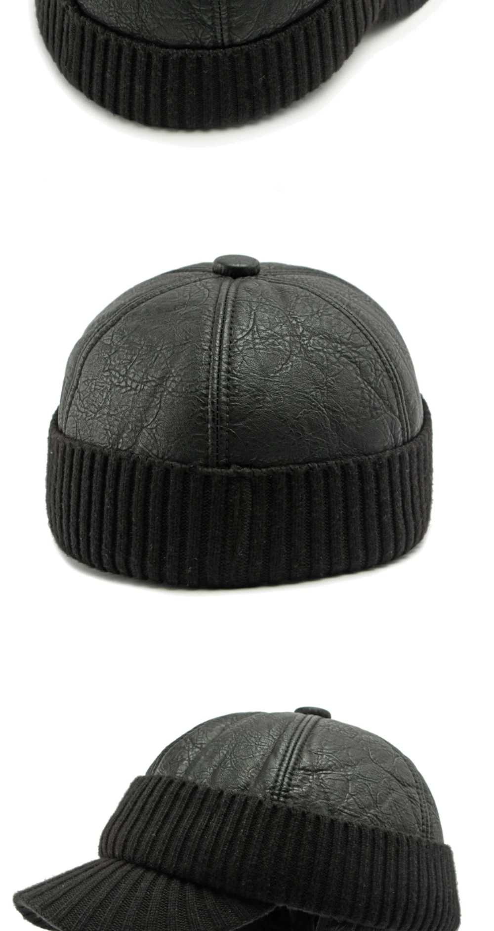 HT4542 Hohe Qualität PU Leder Kappe Dicke Warme Winter Baseball Kappe Männer Baseball Hüte Snapback Earflap Cap Papa Hüte mit Ohrenklappe – Detail 8