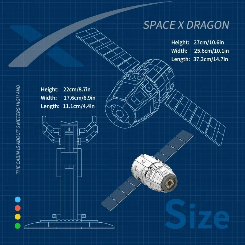 Space Series Universe Airship Vehicle Building Blocks MOC-4573 SpaceX Dragon Spaceship Assembly Model Kids Toy Boy Birthday Gift