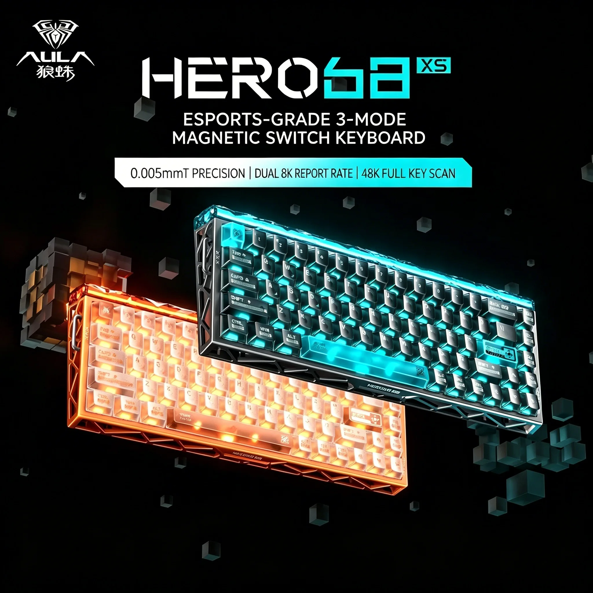 AULA Hero68 XS Wireless Gaming Keyboard Magnetic Switch  Hollow Out 3 Mode RGB Mechanical Keyboard Dual 8K For PC FPS Gamer