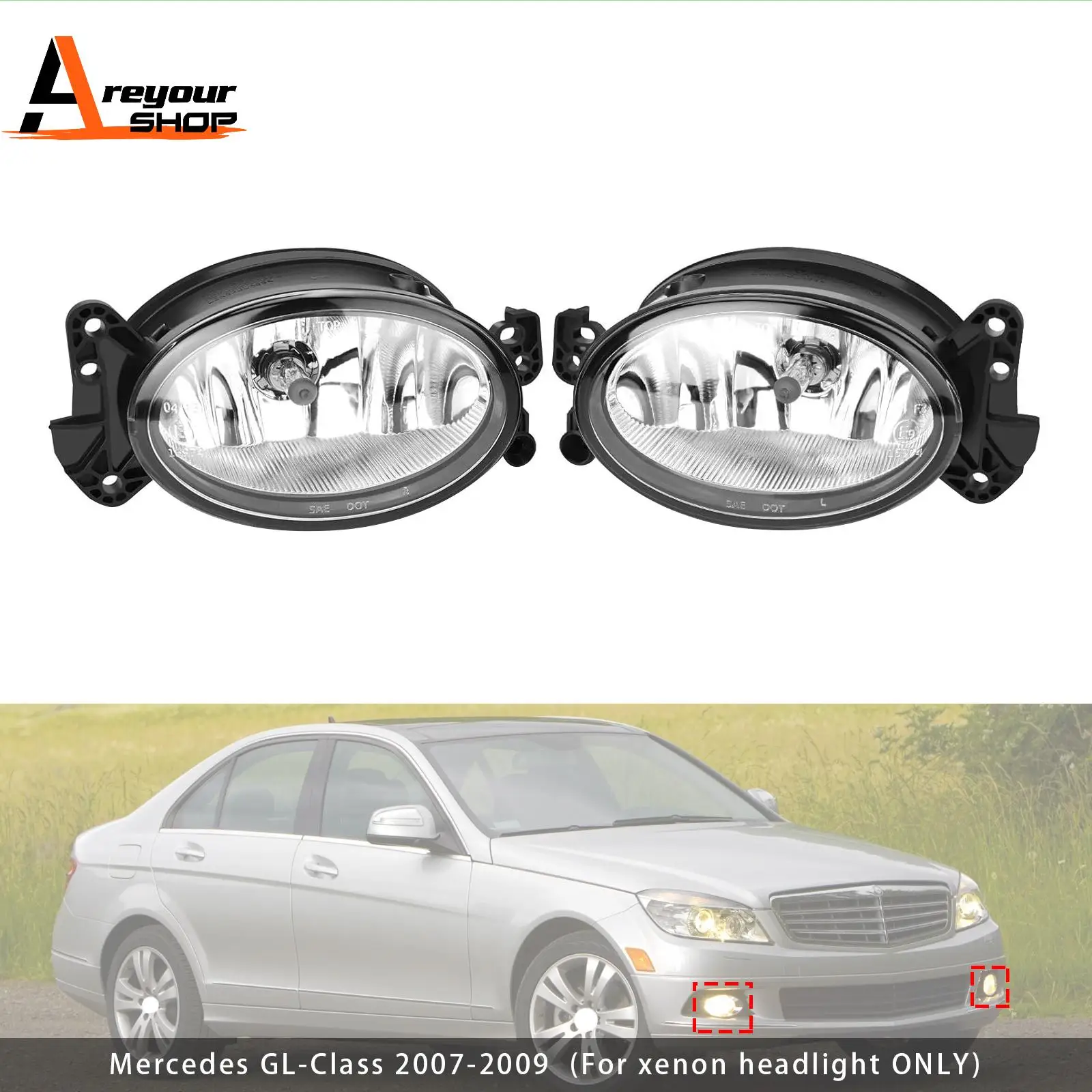 A1698201556 A1698201656 Pair Front  Fog Light Lamps With Bulbs for Mercedes Benz W204 W211 W164 C219